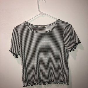 Caution to the Wind black and white stripped tee